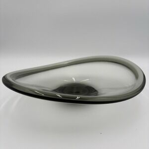 MCM Holmegaard Free‎ Form Glass Bowl - Smokey Gray With Signature